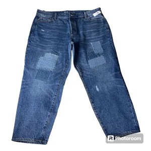 OLD NAVY Womens Size 20 Extra High Rise‎ O.G. Straight Denim Jeans w/Patches thumbnail 1