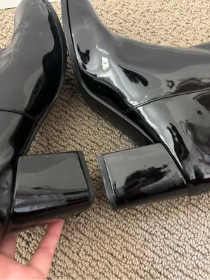 Zara patent leather knee high boots in black thumbnail 9