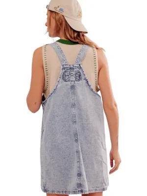 Free People We The Free Denim Overall Dress Indigo Medium thumbnail 3