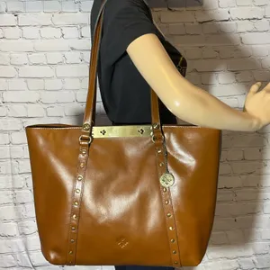 New Patricia Nash Benvenuto Large Leather Tote Bag Cognac 15 Year Anniversary thumbnail 9