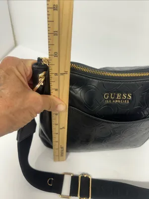 GUESS Black Embossed Logo Crossbody with Gold Hardware thumbnail 8
