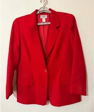 Vtg Pendleton Red Virgin Wool Blazer Jacket 14 Single Button USA Made Academia thumbnail 1