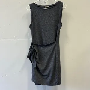 Club Monaco Women's Gray Stretch Dress Faux Wrap Self Side Tie Sheath Sz Small‎ thumbnail 2