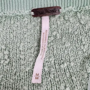 Free People Found My Friend Mint Green Boucle Knit Balloon Sleeve Sweater Medium thumbnail 5