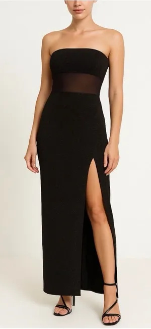 Gunne Sax Jessica McLintock Black strapless sparkle evening dress size 3 thumbnail 1