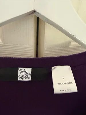 Saks Fifth Avenue Cashmere Cardigan Long Line Purple Sweater Size Large thumbnail 3