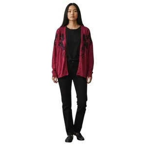 Coldwater Creek Merino Wool Blend Embroidered Cardigan L Whimsigoth Dark Floral Fairy thumbnail 2