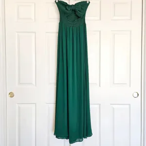 Reformation‎ Hibiscus Maxi Dress in Emerald Green Size Small Cut Out Bow Front thumbnail 5
