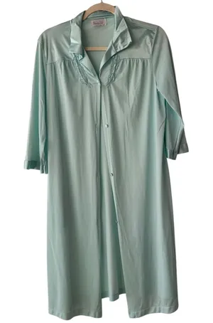 Vanity Fair Vintage Blue Robe Button Front Embroidered Sleepwear USA Made‎ Small thumbnail 1