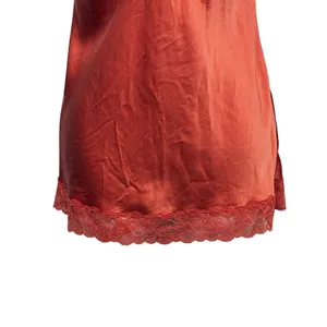 Womens Fairy Indie Satin Lace Trim Babydoll Cami‎ M Burnt Orange Coquette Y2K thumbnail 4