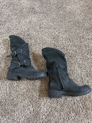 Coolway Black Mid-Calf Buckle Leather Boots thumbnail 3