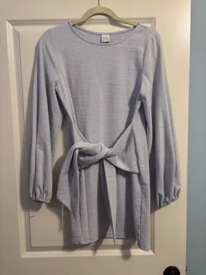 Selfie Leslie Rapt Waist Tie Bishop Sleeve Dress thumbnail 2