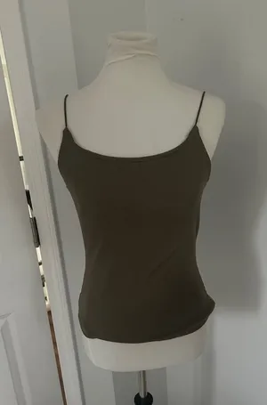 Women's Army Green Ribbed Spaghetti Strap Cami Tank Top thumbnail 1