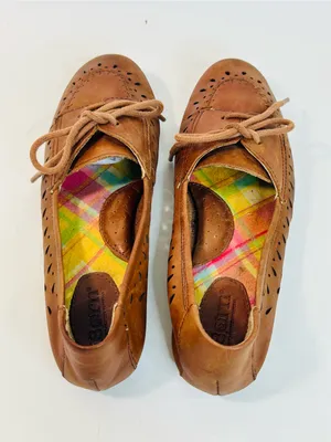 Born Women’s “Verna” Chestnut Brown Leather Perforated Loafer Flat Sz 6.5 thumbnail 9