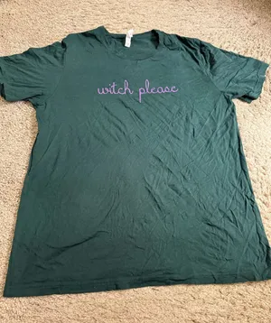 Chic Soul Forest Dark Green ‘Witch Please’ Halloween Graphic Tee Shirt - size XL thumbnail 1