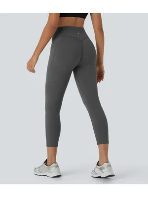 Halara UltraSculpt High Waisted Tummy Control Pocket Capri Leggings Gray XS thumbnail 2