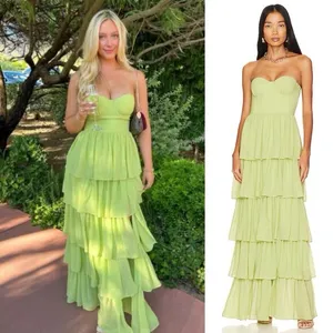 Lovers and Friends Hattie Green Tiered Strapless Maxi Gown Size Small thumbnail 2