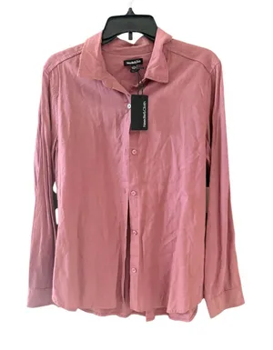 Needle & Cloth Mauve Linen Blend Button Down Shirt Long Sleeve‎ Womens Large NWT thumbnail 1