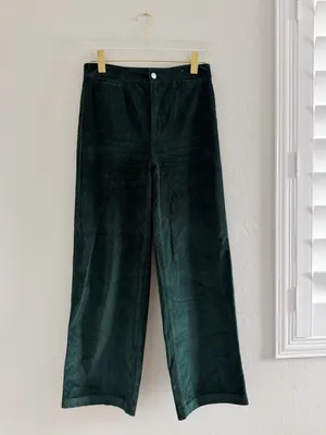 Madewell Emmett Wide Leg Corduroy Pants in Luxury Forest Green Size 26 thumbnail 2
