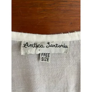 Antica Sartoria White Cotton Gauze Floral Applique Boho Cover Up Free Size (M/L) thumbnail 6