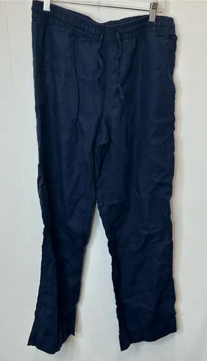 L.L. Bean Size 12 Navy Blue Drawstring Linen Blend Pants thumbnail 1