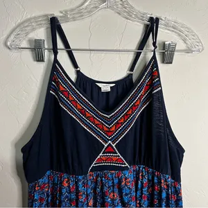 Lucky Brand Bohemian Floral Embroidered Aztec‎ Strappy MIDI Dress thumbnail 3