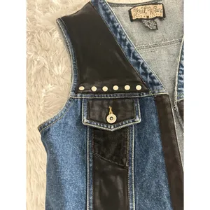 Street Wear Carole Little Denim Studded Vintage Vest sz L Large‎ thumbnail 2