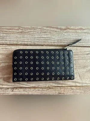 Burberry Black Leather Grommet Studded Wallet thumbnail 3