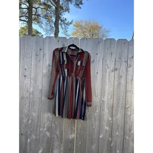XTAREN Dress Size Small Stripe‎ Long Sleeve Fall Botton Cottage Cute thumbnail 4