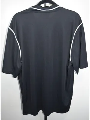 Nike Dri-Fit Black Golf Polo Shirt White Trim Size XL Short Sleeve White Piping thumbnail 2