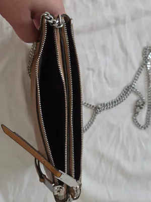 Coach Tan Leather Crossbody / Clutch with Silver Chain Strap thumbnail 6