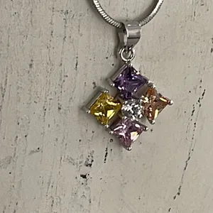 Boutique Sterling silver CZ pendant necklace. thumbnail 8