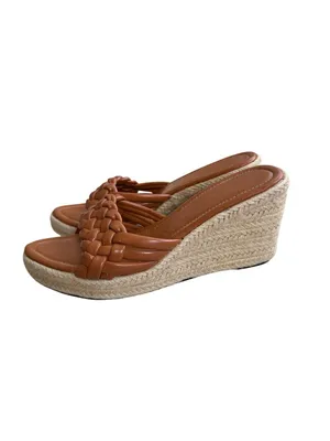 TAN Braided Leatherette Espadrilles Wedges Size 10 thumbnail 10