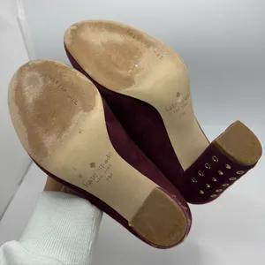 Kate Spade Burgundy Suede Grommet Heel Pump Size 7 block heels thumbnail 10