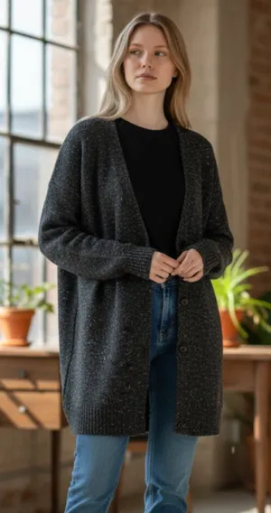 Nwot Zara Wool / Alpaca Blend Rib Trim Knit Long Cardigan Gray Small thumbnail 1