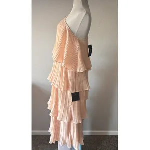 Lulus Blush‎ Pink One Shoulder Midi Tiered Dress Summer Wedding Vacation Medium thumbnail 5