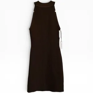 Aritzia Babaton Sculpt Knit Halter Mini Dress Coffee Bean Brown Ribbed S NWT‎ thumbnail 4