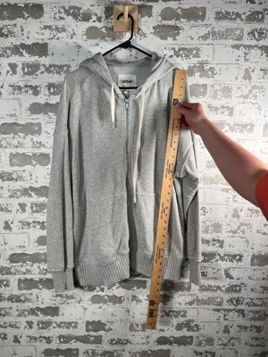 Aerie | women gray full zip hoodie distressed oversized thumbnail 7