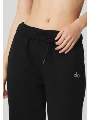 Alo Accolade Straight Leg Sweatpant Black Fleece Sweats Lounge Traveling Joggers thumbnail 3