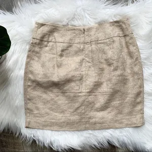 Michael Kors Cream and Gold Linen Skirt Size 4 thumbnail 2