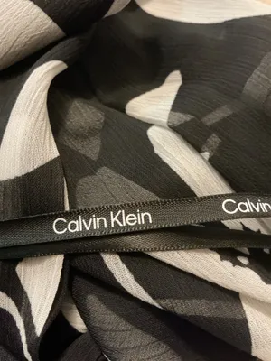 Calvin Klein Black & White Floral Sheer Shirt Dress Maxi w/ Slip & Belt thumbnail 5