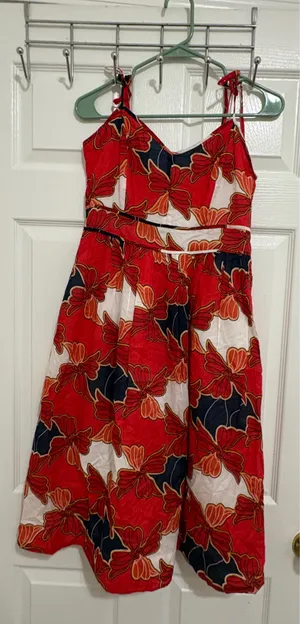 Ann Taylor Factory Women’s Floral Sleeveless Dress – Red, Navy & White – Size 0 thumbnail 4