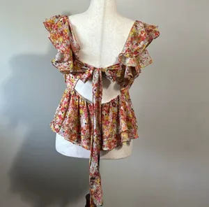 Slate & Willow Flutter Sleeve Tie Back Top thumbnail 4
