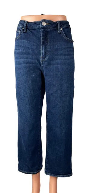 Quince Women's Blue High Rise Capri Baggy Straight Wide Leg Denim Jeans Pants 31 thumbnail 1
