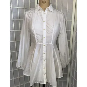 FREE PEOPLE White All The Time Tunic Peplum Button Up Boho Cottagecore Shirt XS‎ thumbnail 7