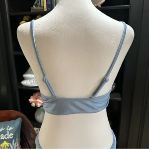Brazilian Style Shimmery Blue Bikini Set Size Large (NWOT) thumbnail 10