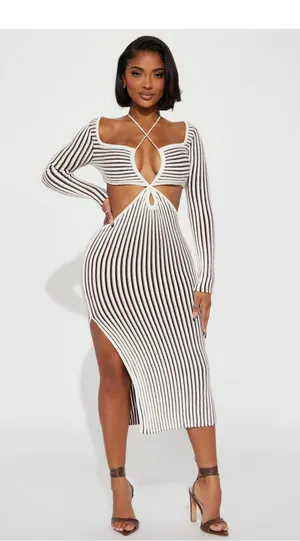 Bodycon Brown Dress Size XS thumbnail 1