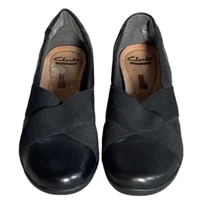 Clarks Collection 8 Medora Jem Black Leather Crisscross Slip On Loafers Flats thumbnail 4