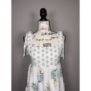 August Sky Boutique Womens Blue Floral Tie Strap Tiered Dress Size Medium thumbnail 5