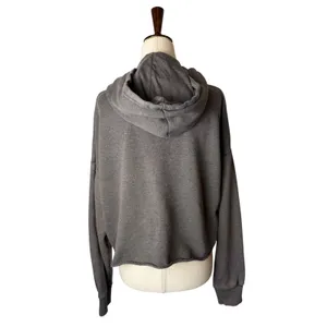Aerie Quarter‎ Zip Hoodie Women Small Brown Gray Cropped Sweatshirt Athleisure thumbnail 3